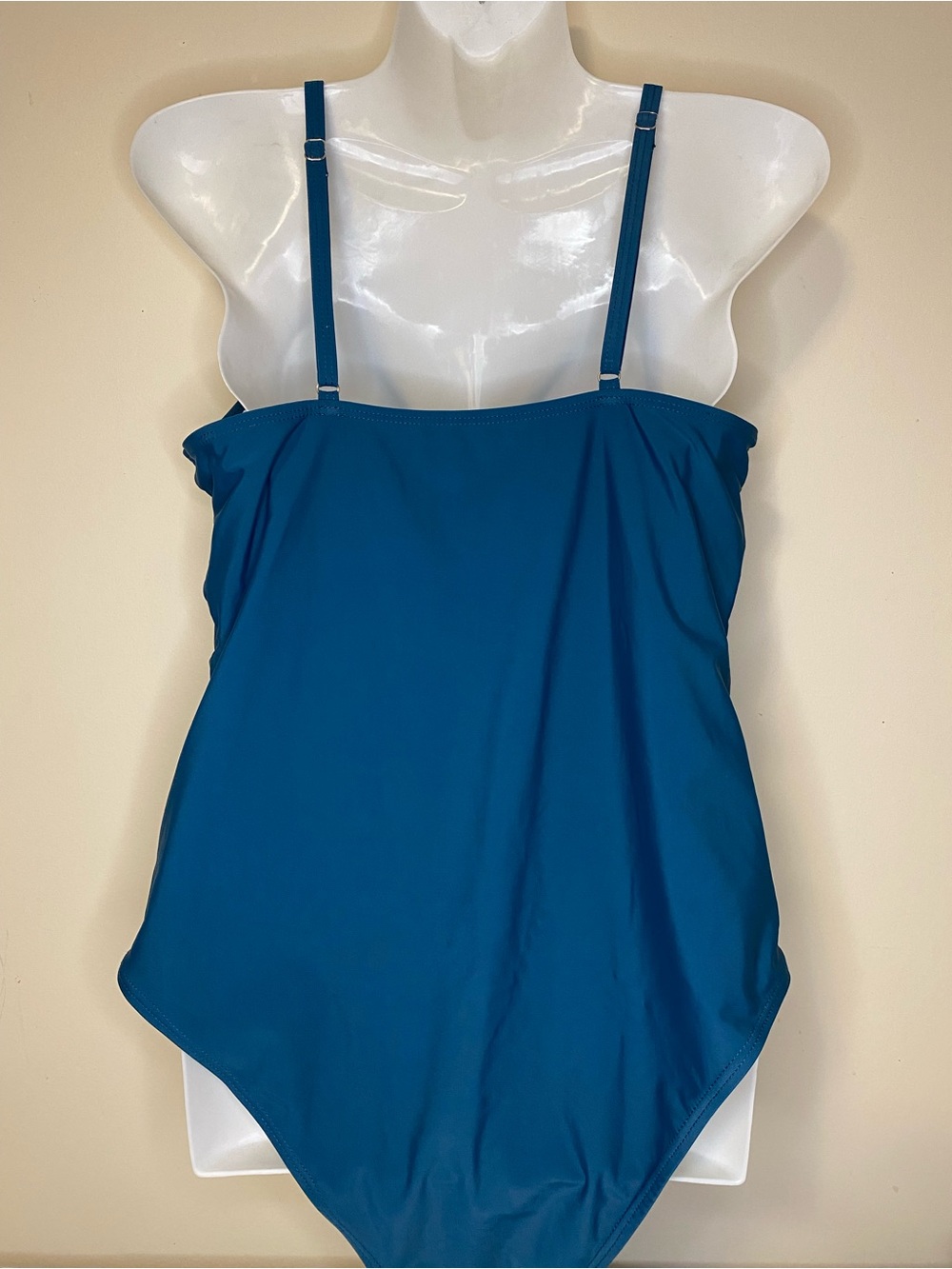 One Piece Swimsuit with Mesh Accents in Teal Blue - Picture 4 of 8